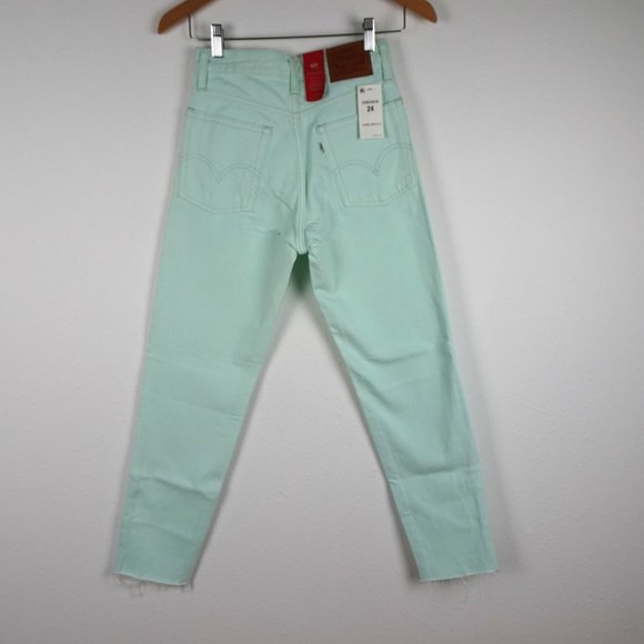 Levi's Wedgie Fit Jeans Women's Size 24 Green Denim Button Fly - Picture 5 of 10